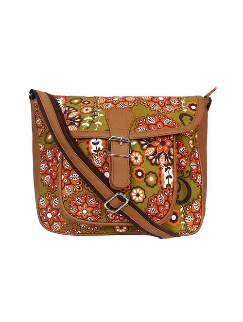 brown floral regular sling bag - 17001748 - Very Small Image - 1