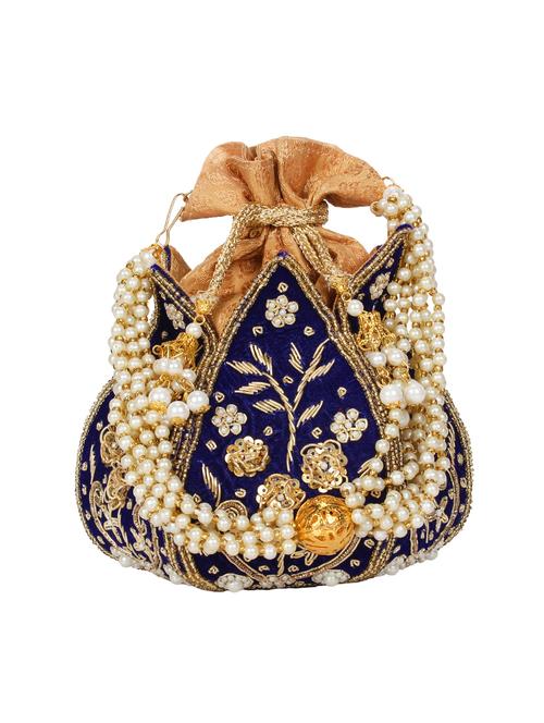 blue velvet ethnic potli - 17001764 - Very Small Image - 1