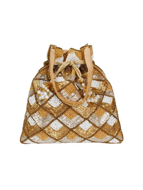 gold faux silk ethnic potli - 17001768 - Very Small Image - 1