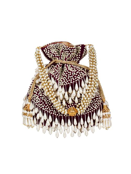 purple velvet ethnic potli - 17001770 - Very Small Image - 1