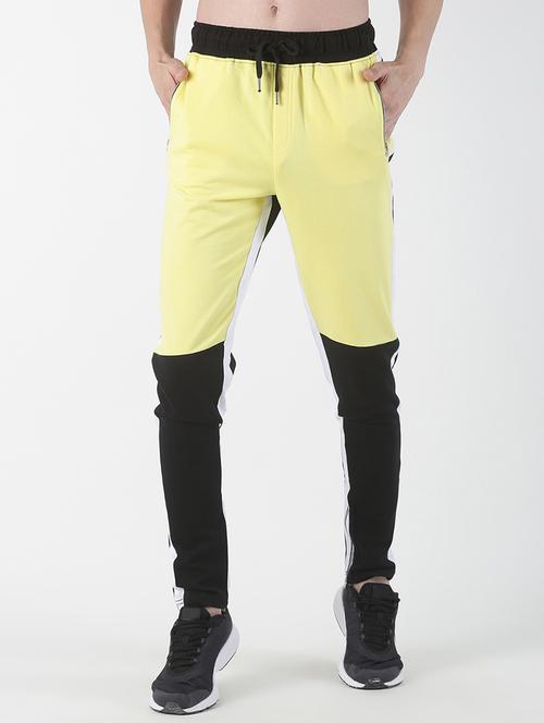 yellow color block full lenght track pant - 17001915 - Very Small Image - 1