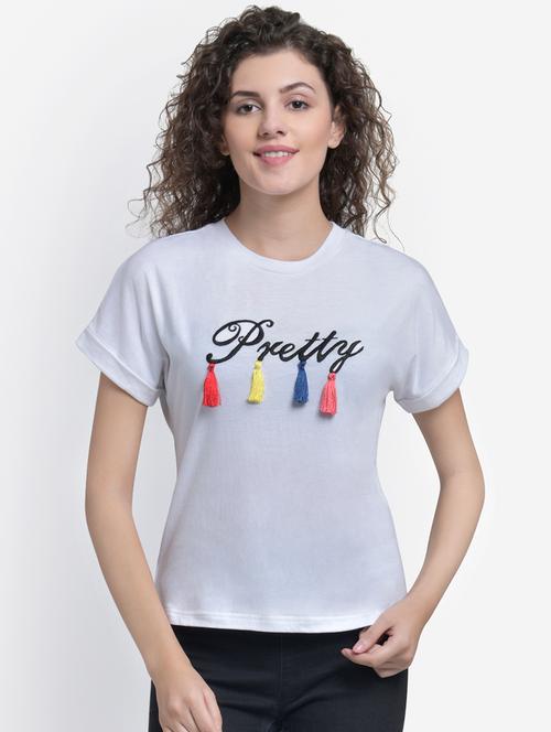 tassel detail round neck tee  - 17002110 - Very Small Image - 1