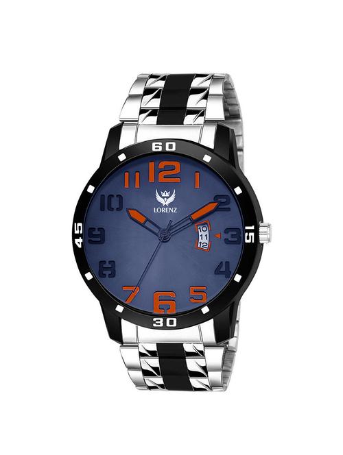 lorenz two tone chain & blue dial watch for men | watch for boys | mk-3048k - 17005255 - Very Small Image - 1