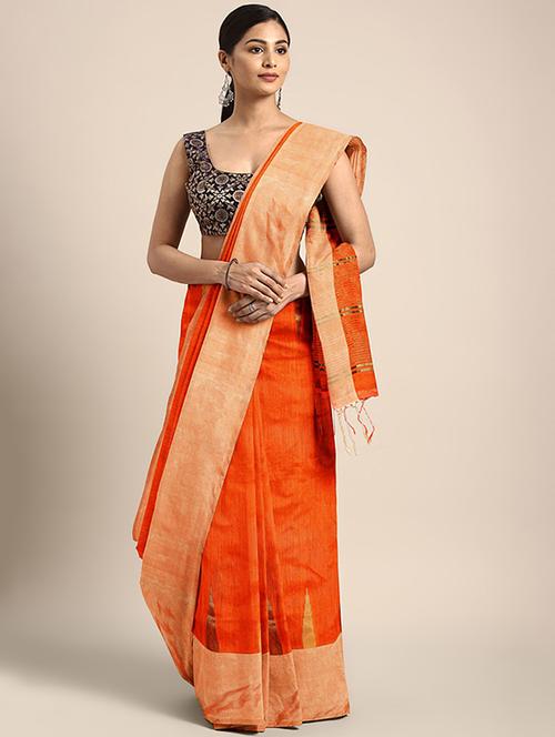 self design handloom saree with blouse - 17005391 - Very Small Image - 1