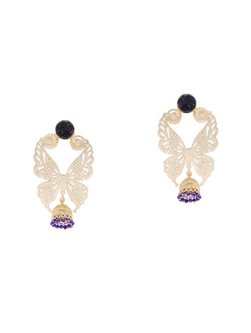 blue metal jhumka earring - 17005812 - Very Small Image - 1