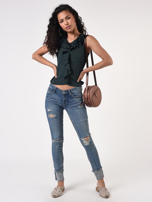 women's crop v neck top - 17006493 - Very Small Image - 1