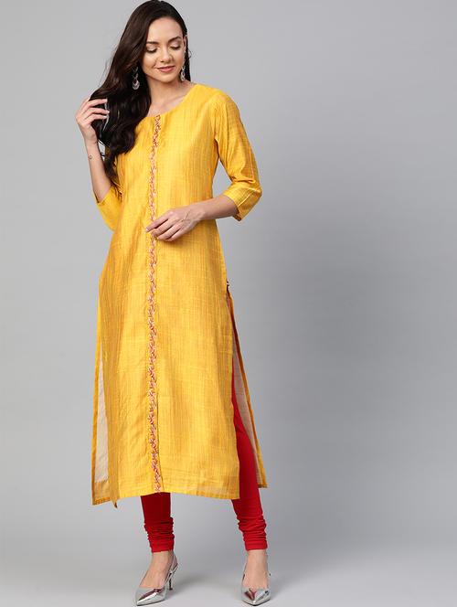 embroidered straight kurta - 17007094 - Very Small Image - 1