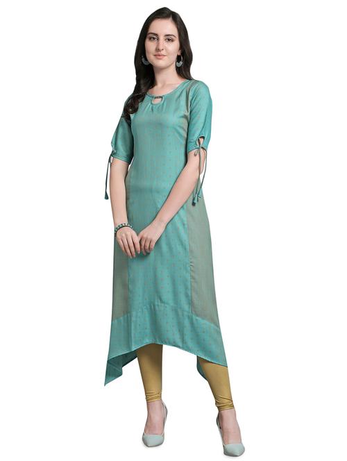 jacquard asymmetric kurta   - 17007266 - Very Small Image - 1
