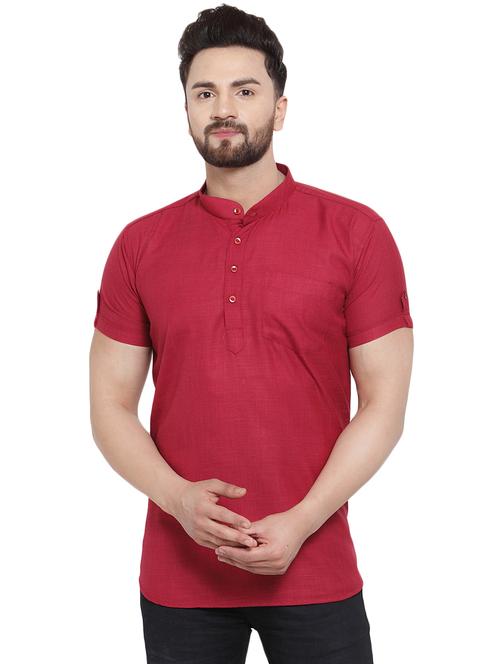 red solid short kurta - 17007821 - Very Small Image - 1