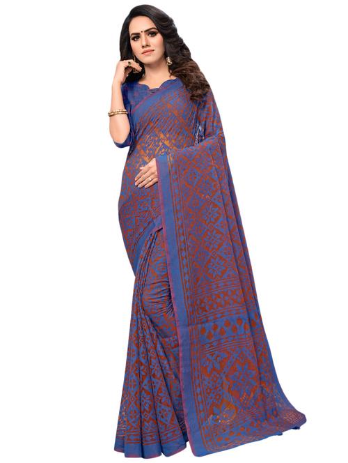 floral printed saree with blouse - 17010309 - Very Small Image - 1