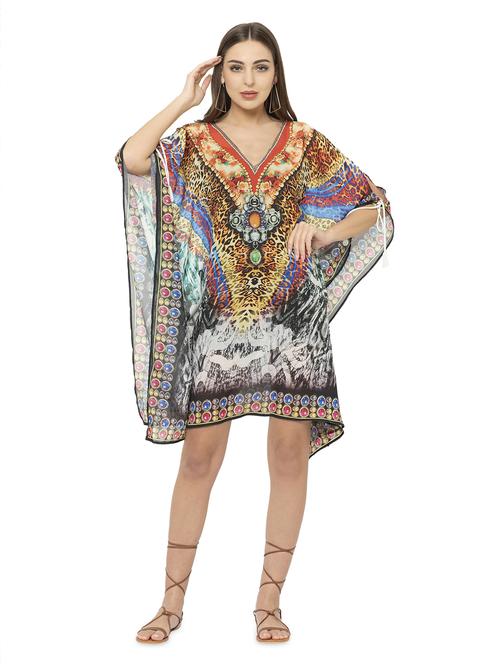 multi colored relaxed fit printed kaftan dress - 17011424 - Very Small Image - 1