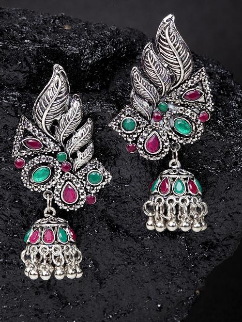 silver brass jhumka earring - 17012118 - Very Small Image - 1