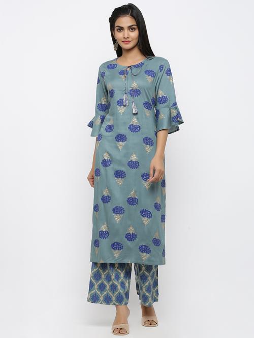 bell sleeves kurta palazzo set - 17012826 - Very Small Image - 1