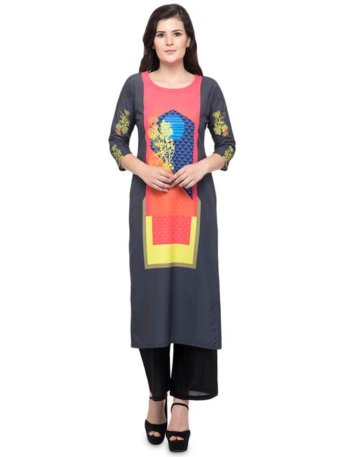 printed straight kurta - 17013079 - Very Small Image - 1