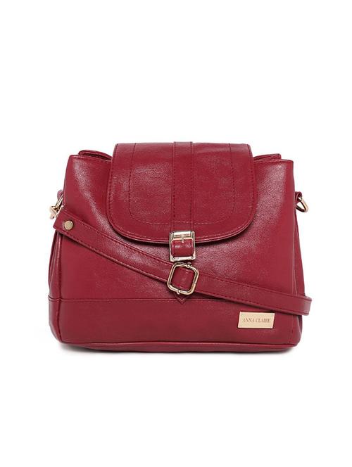 maroon leatherette (pu) sling bag - 17013670 - Very Small Image - 1