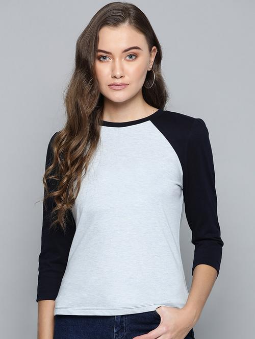 color block raglan sleeved tee  - 17013875 - Very Small Image - 1