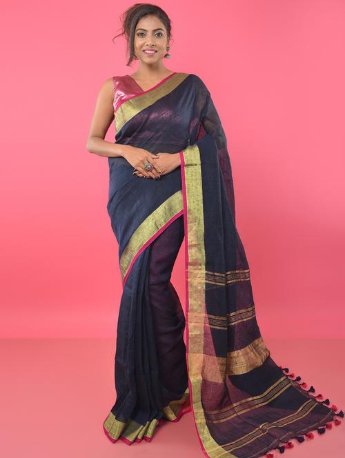 zari handloom saree - 17014255 - Very Small Image - 1
