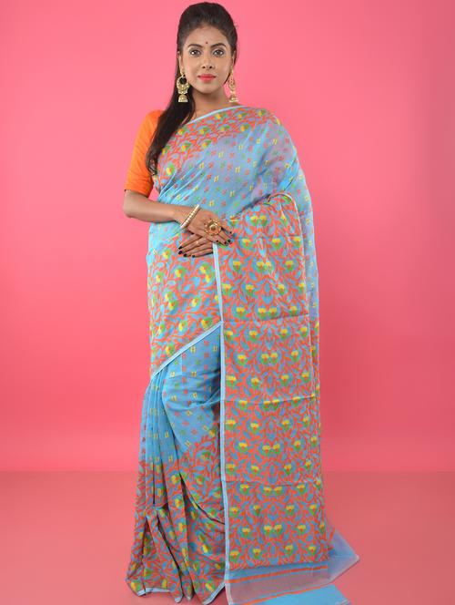 self design jamdani saree - 17014270 - Very Small Image - 1
