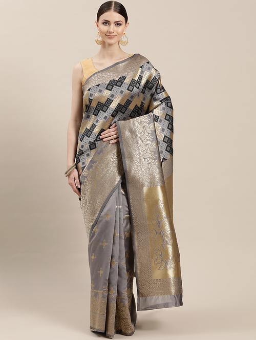 self design kanjivaram saree with blouse - 17014883 - Very Small Image - 1