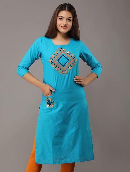 women's straight kurta - 17015159 - Very Small Image - 1