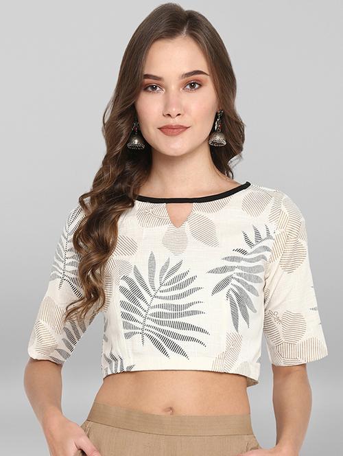 contrast printed blouse - 17015394 - Very Small Image - 1