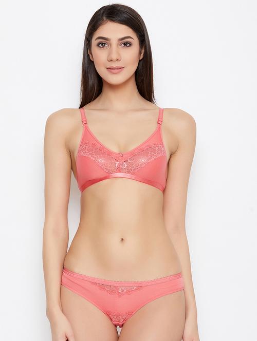 bow patch laced bra with panty set  - 17016787 - Very Small Image - 1