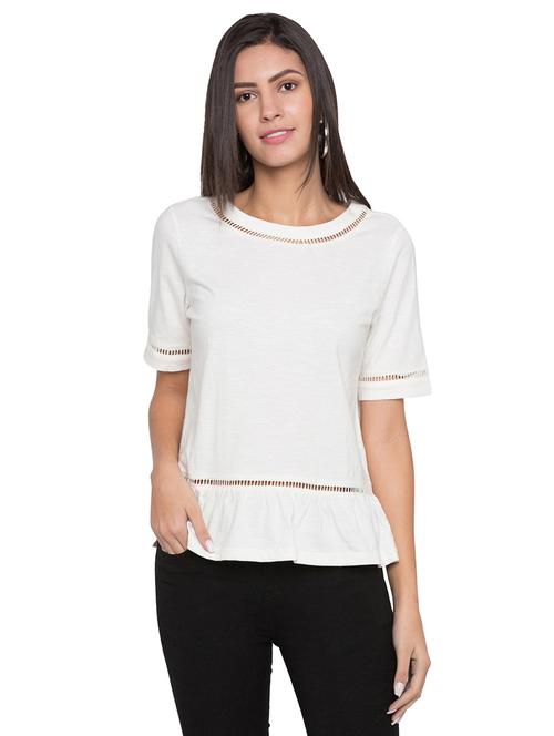 lace insert peplum top  - 17018303 - Very Small Image - 1