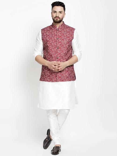 men kurta churidar ethnic wear set with nehru jacket - 17018499 - Very Small Image - 1
