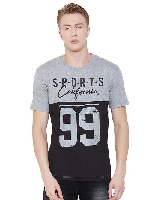 grey typographic front print tshirt - 17020425 - Very Small Image - 1