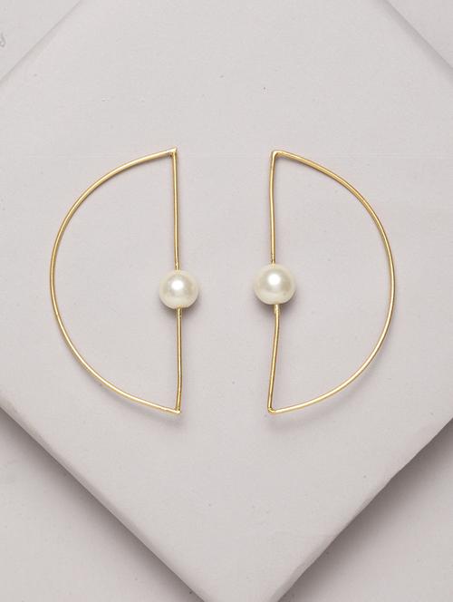 gold brass drop earring - 17021593 - Very Small Image - 1