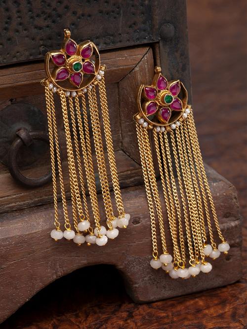 gold copper drop earring - 17021603 - Very Small Image - 1