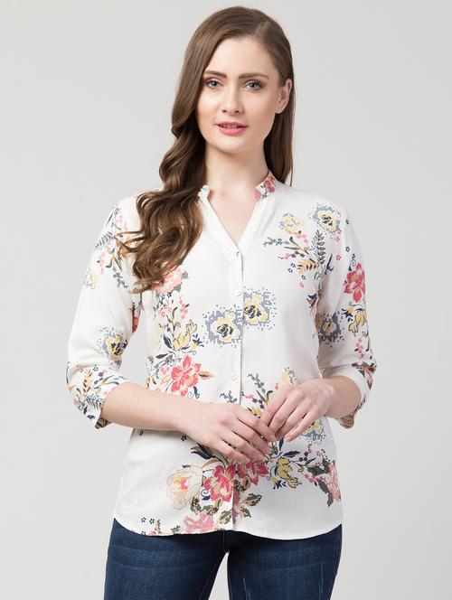 optic white floral shirt  - 17022124 - Very Small Image - 1