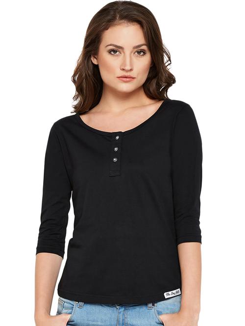 women's plain henley neck t-shirt - 17022301 - Very Small Image - 1