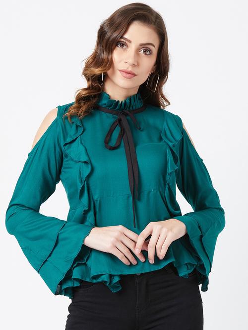 tie up neck bell sleeves top  - 17027675 - Very Small Image - 1