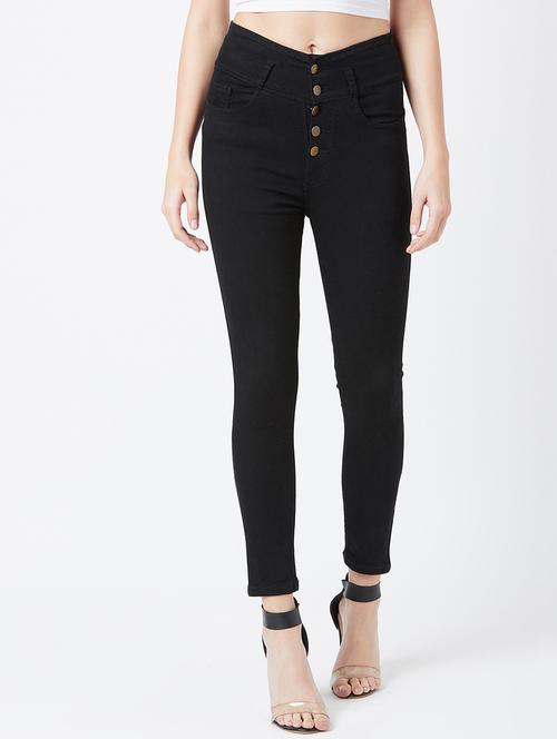 high rise solid jeans  - 17027686 - Very Small Image - 1