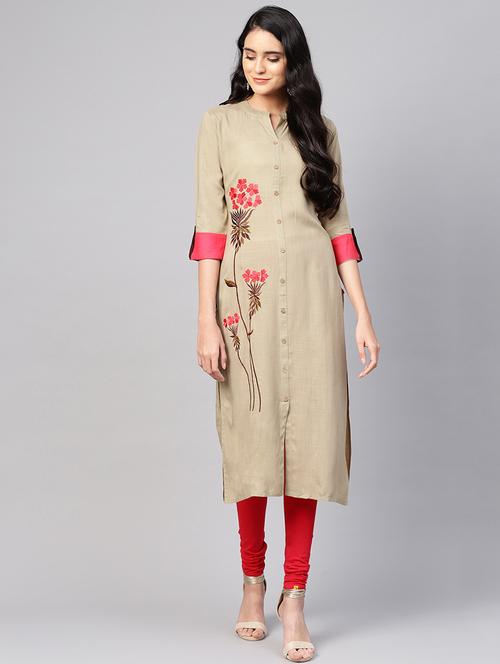 embroidered straight kurta - 17028652 - Very Small Image - 1