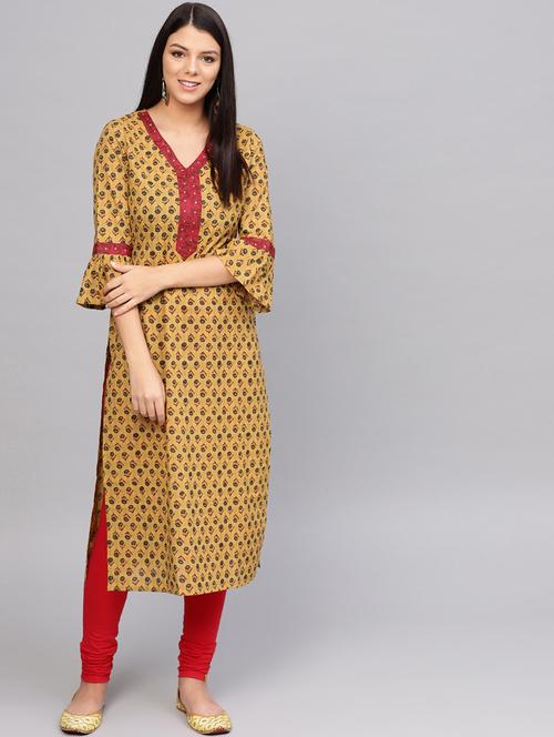 bell sleeves straight kurta - 17028655 - Very Small Image - 1