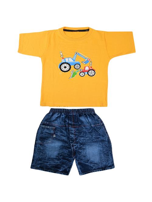 yellow cotton shorts set twin sets & dungree - 17029349 - Very Small Image - 1