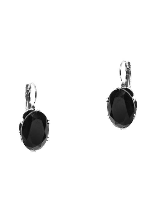 black silver plated drop earring - 17029412 - Very Small Image - 1