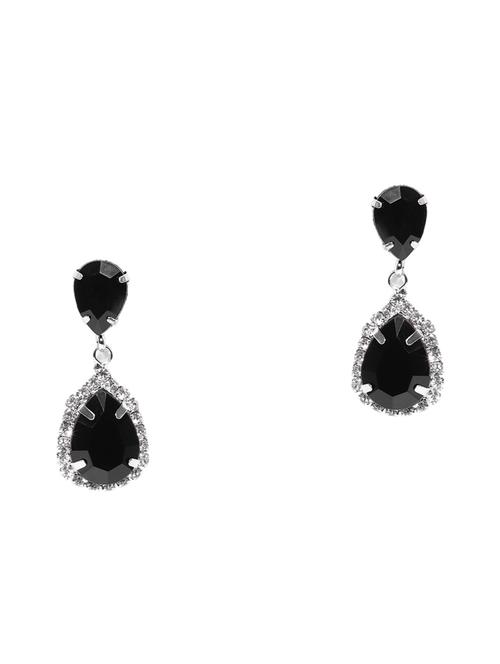 black silver plated drop earring - 17029418 - Very Small Image - 1