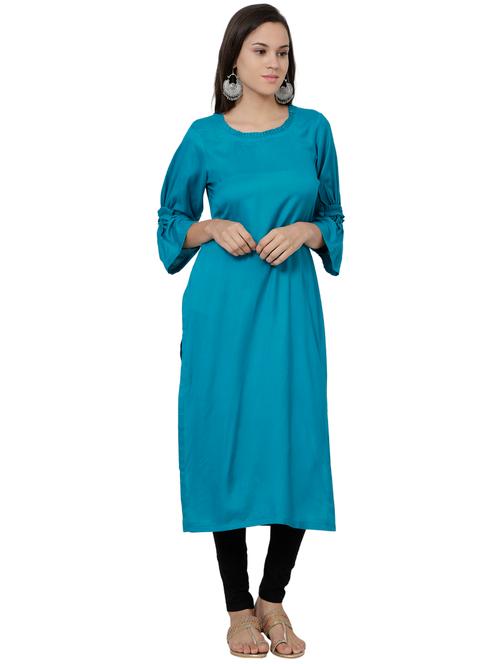 bell sleeves straight kurta - 17029713 - Very Small Image - 1