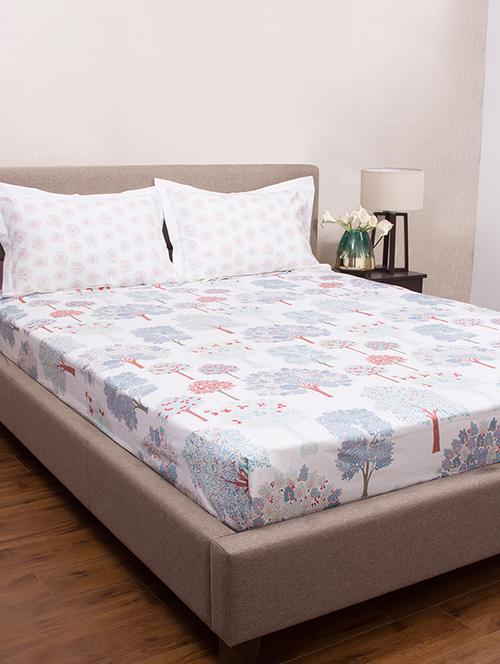  cotton king size bed sheet with two pillow covers - 17030240 - Very Small Image - 1