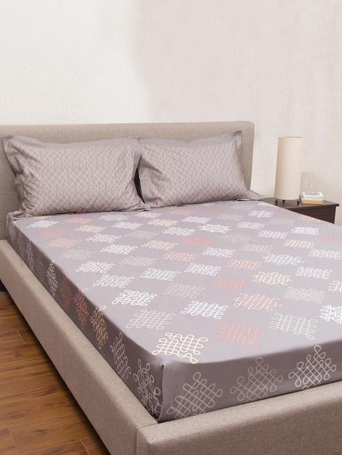 vellore white 100% cotton 300tc king size bed sheet with two pillow covers - 17030242 - Very Small Image - 1