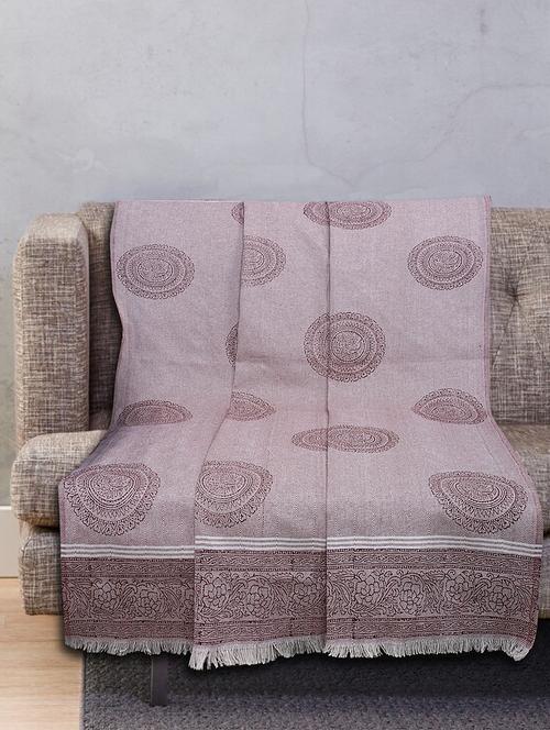 texstylers (54x100 inches) cotton geometric block print throw (dark brown) - 17030283 - Very Small Image - 1