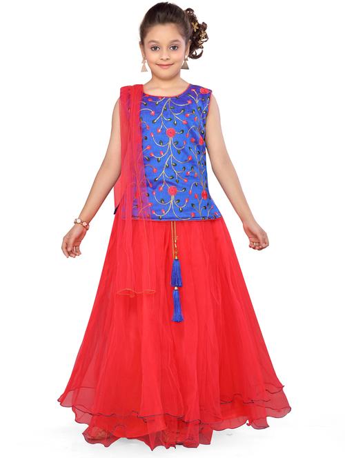 blue silk blend lehenga choli - 17032007 - Very Small Image - 1