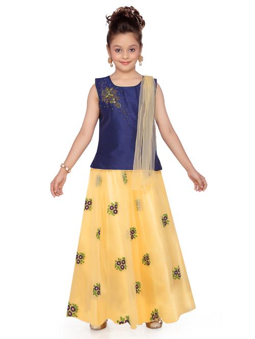 navy blue silk blend lehenga choli - 17032017 - Very Small Image - 1