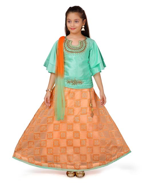 green silk blend lehenga choli - 17032023 - Very Small Image - 1