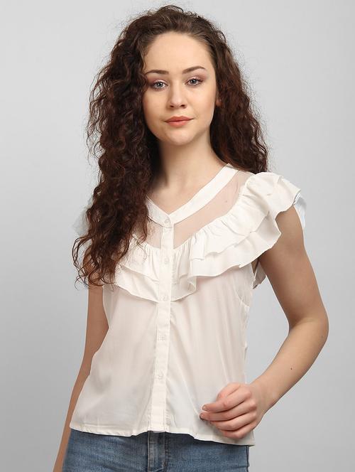 ruffle detail solid shirt - 17032759 - Very Small Image - 1