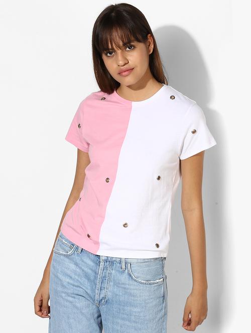 eye let detail color block tee  - 17034144 - Very Small Image - 1