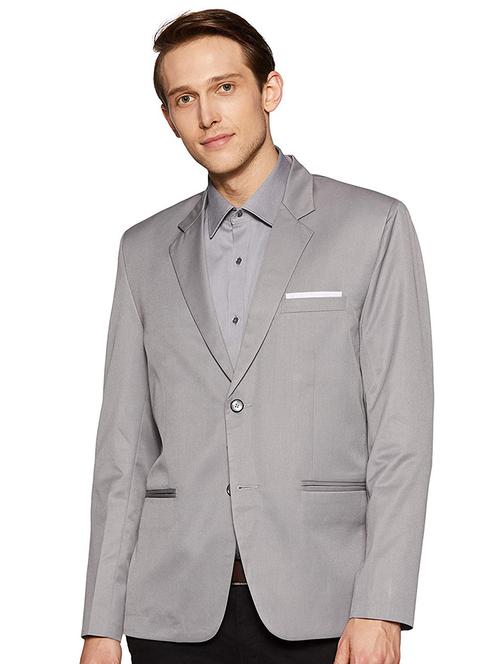grey solid formal blazer - 17034606 - Very Small Image - 1
